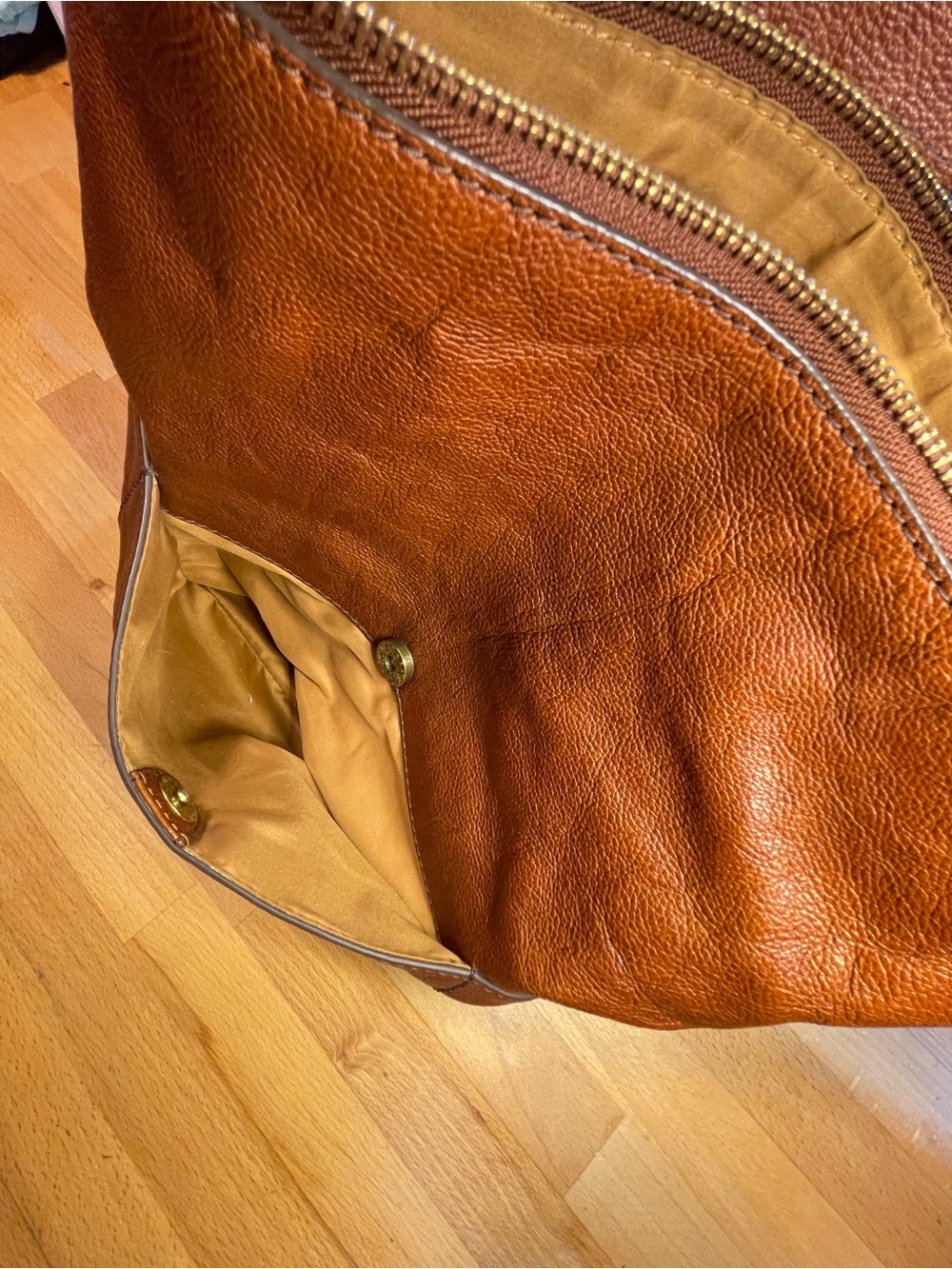 Fossil Chestnut Brown Leather Shoulder Bag with Tassel Zip - Picture 8 of 11